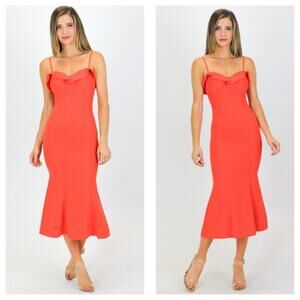 Likely Johnna Sweetheart Neckline Midi Dress Size 0 Orange Cocktail Wedding